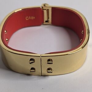 CAbi Red Leather & Gold Hinged Bracelet